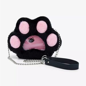 Black & Pink Paw Print Pin Collector Crossbody Bag‎ Hot Topic